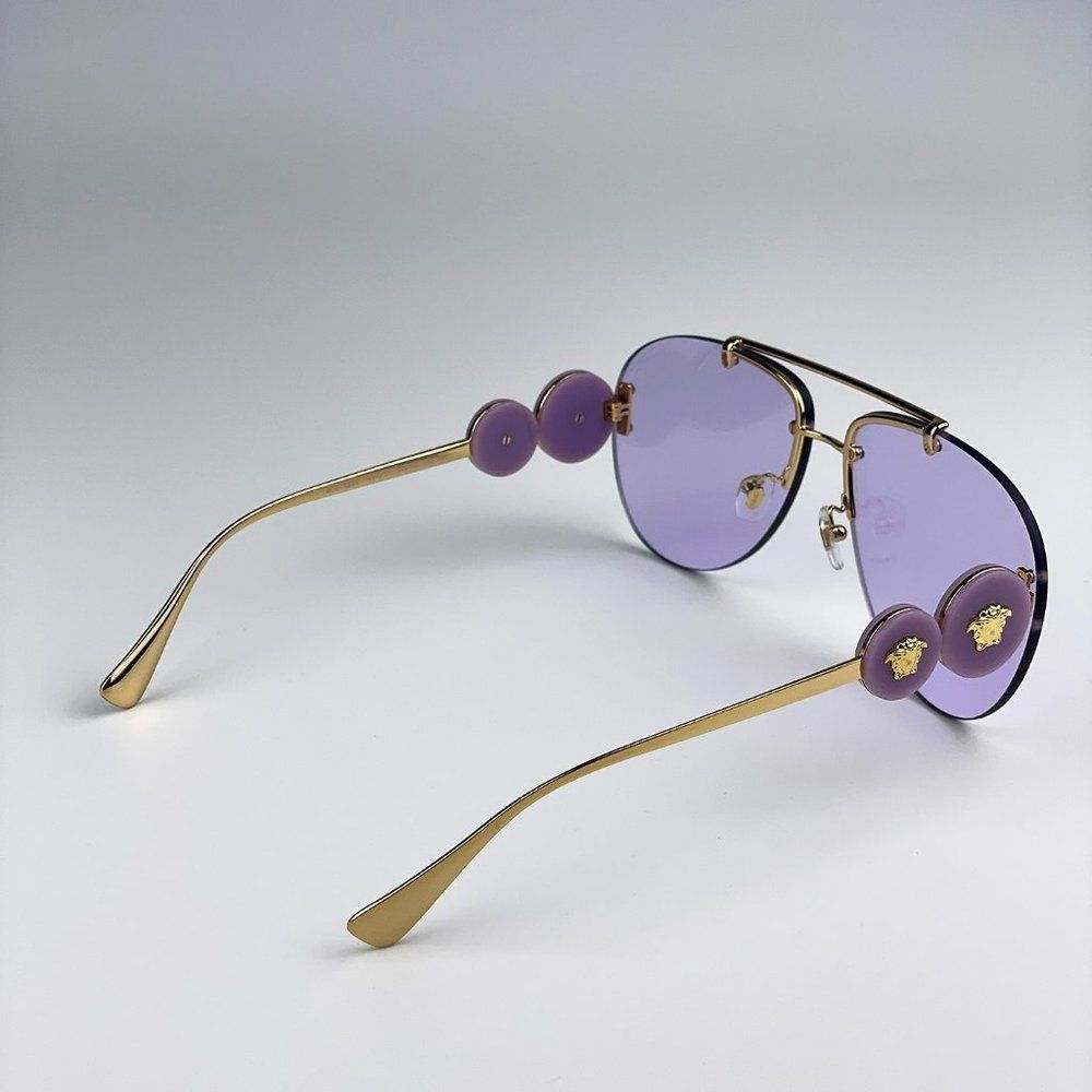VersaceāVE2250 14871A Sunglasses Gold Light Violet Pilot Women - Picture 8 of 13